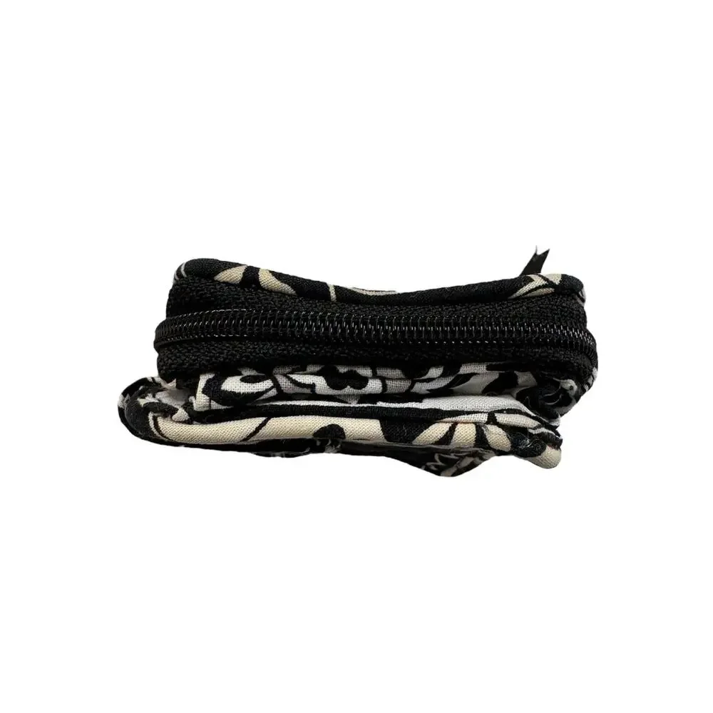 VERA BRADLEY Mini Wallet Midnight Paisley Black White Gray Zip Snap *READ*